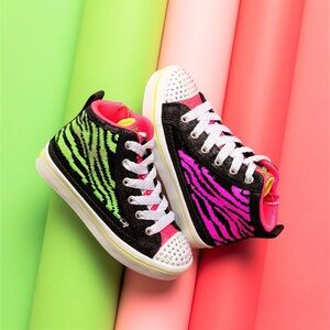 New Little Girls Flip Kicks Twi-Lites 13Y Neon Muse High Top Casual Sneakers